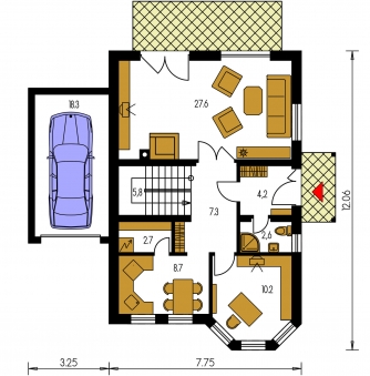 Mirror image | Floor plan of ground floor - KLASSIK 129